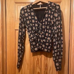 NWOT Free People Ruched Front button up top Sz S